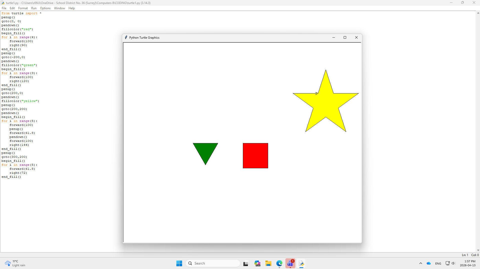 shapes project result